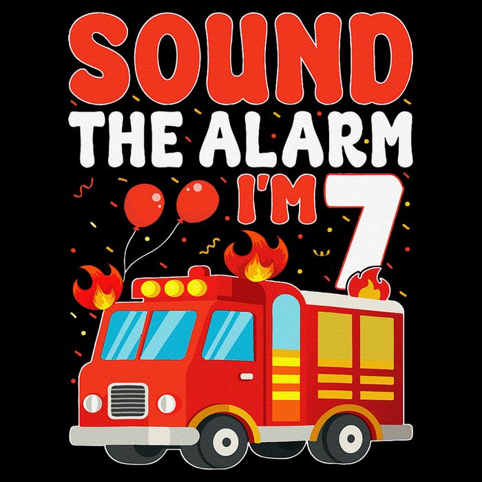 Sound The Alarm IM 7 Fire Truck Firefighter 7th Birthday Tall T-Shirt
