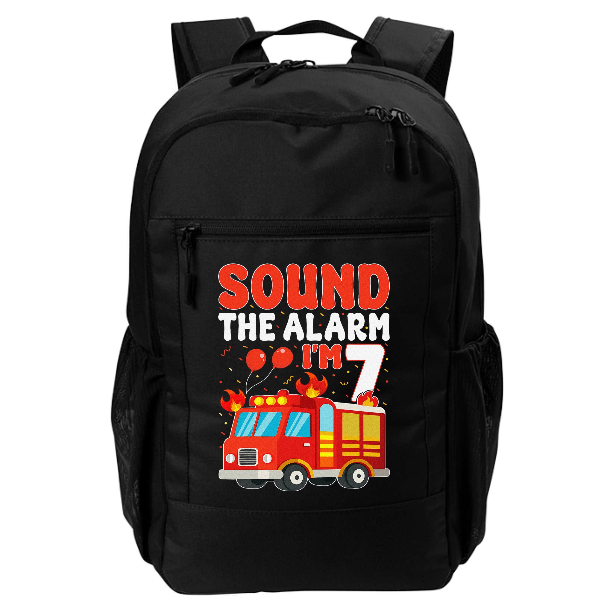 Sound The Alarm IM 7 Fire Truck Firefighter 7th Birthday Backpack