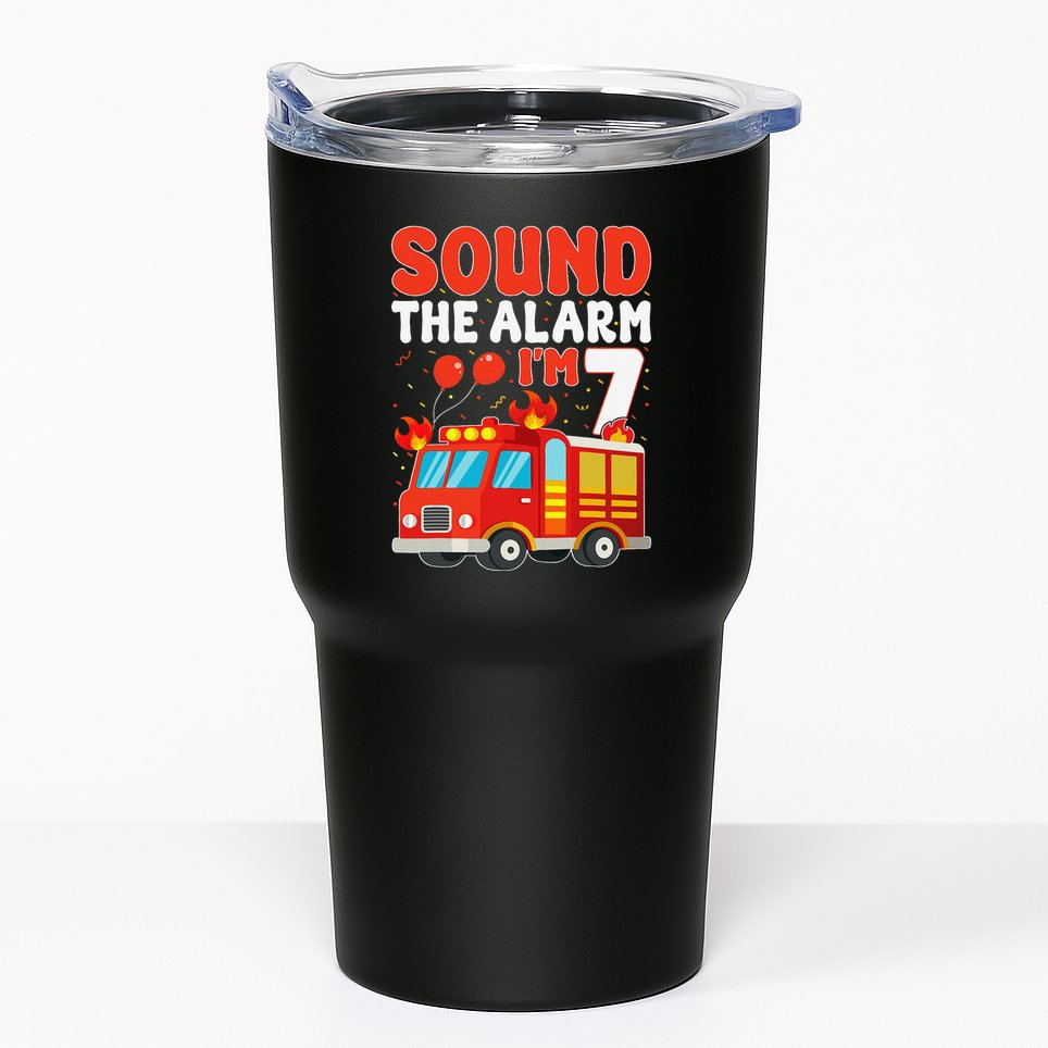 Sound The Alarm IM 7 Fire Truck Firefighter 7th Birthday Tumbler