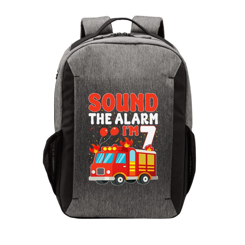 Sound The Alarm IM 7 Fire Truck Firefighter 7th Birthday Vector Backpack