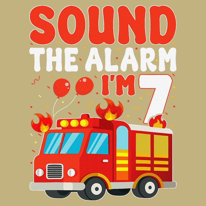 Sound The Alarm IM 7 Fire Truck Firefighter 7th Birthday Hoodie