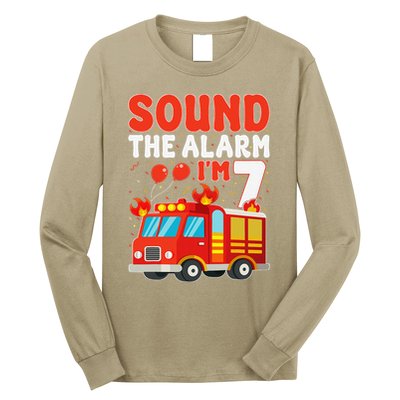 Sound The Alarm IM 7 Fire Truck Firefighter 7th Birthday Long Sleeve Shirt