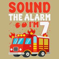 Sound The Alarm IM 7 Fire Truck Firefighter 7th Birthday Polo