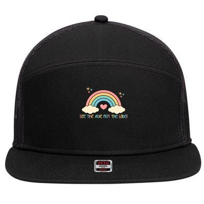See the able not the lablel Autism Awareness 7 Panel Mesh Trucker Snapback Hat