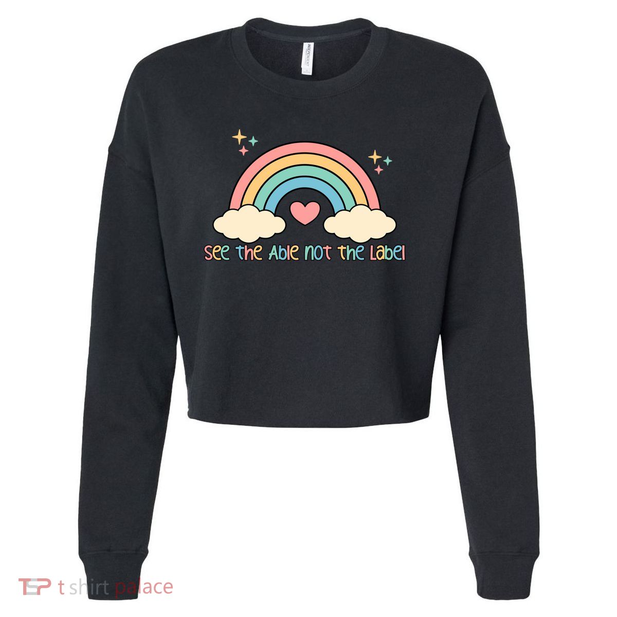See the able not the lablel Autism Awareness Cropped Pullover Crew