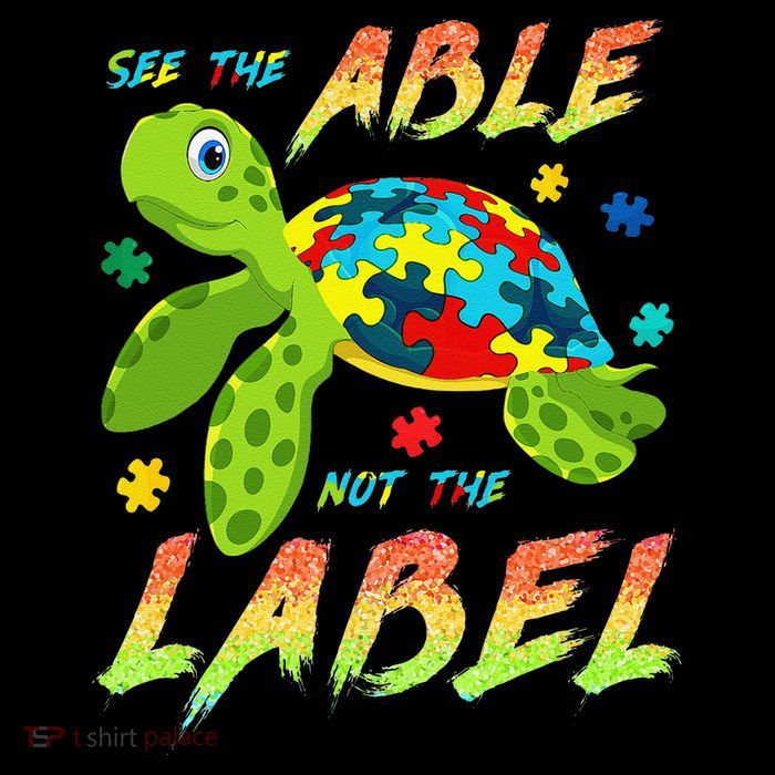 See The Able Not Label Autism Awareness Funny Turtle Drawstring Bag