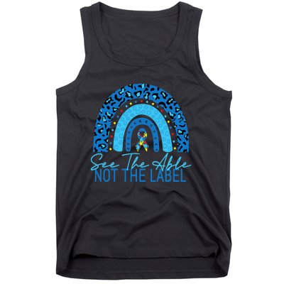 See The Able Not The Label Autism Awareness Puzzle rainbow Tank Top