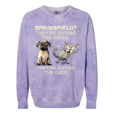 Springfield They Are Eating Dogs They Are Eating The Cats Colorblast Crewneck Sweatshirt