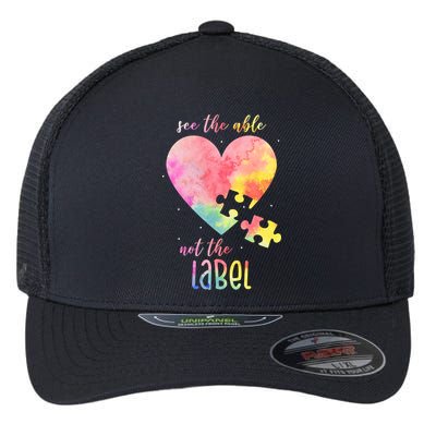 See The Able Not The Label Colorful Autism Puzzle Heart Flexfit Unipanel Trucker Cap