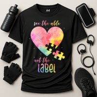 See The Able Not The Label Colorful Autism Puzzle Heart Performance Shirt