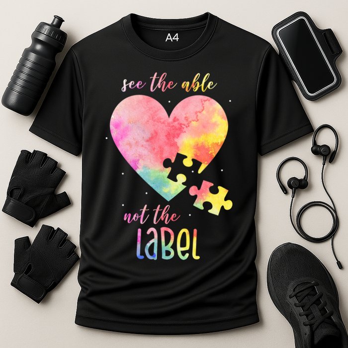 See The Able Not The Label Colorful Autism Puzzle Heart Performance Shirt