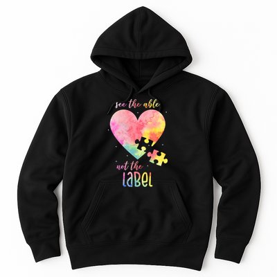 See The Able Not The Label Colorful Autism Puzzle Heart Hoodie