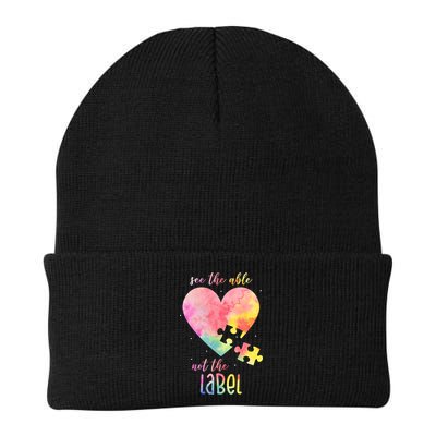 See The Able Not The Label Colorful Autism Puzzle Heart Beanie
