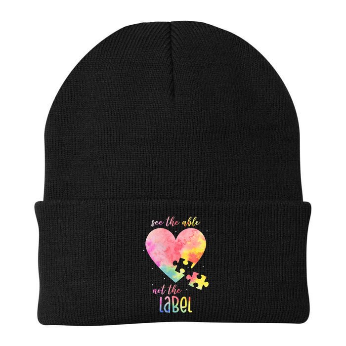 See The Able Not The Label Colorful Autism Puzzle Heart Beanie