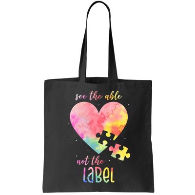 See The Able Not The Label Colorful Autism Puzzle Heart Bag