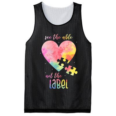 See The Able Not The Label Colorful Autism Puzzle Heart Mesh Reversible Basketball Jersey Tank