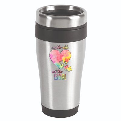 See The Able Not The Label Colorful Autism Puzzle Heart 16oz Travel Tumbler