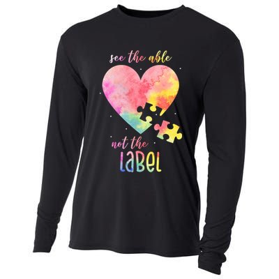 See The Able Not The Label Colorful Autism Puzzle Heart Cooling Performance Long Sleeve Crew
