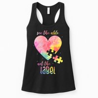 See The Able Not The Label Colorful Autism Puzzle Heart Womens Tank Top