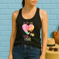 See The Able Not The Label Colorful Autism Puzzle Heart Womens Tank Top