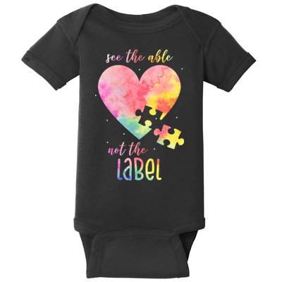 See The Able Not The Label Colorful Autism Puzzle Heart Baby Bodysuit