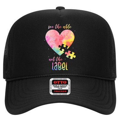 See The Able Not The Label Colorful Autism Puzzle Heart Trucker Hat