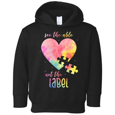 See The Able Not The Label Colorful Autism Puzzle Heart Toddler Hoodie