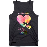 See The Able Not The Label Colorful Autism Puzzle Heart Tank Top