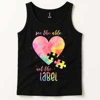See The Able Not The Label Colorful Autism Puzzle Heart Tank Top