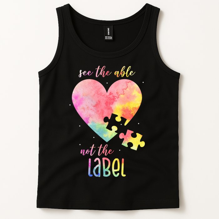 See The Able Not The Label Colorful Autism Puzzle Heart Tank Top