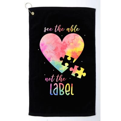 See The Able Not The Label Colorful Autism Puzzle Heart Golf Towel
