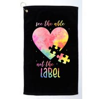 See The Able Not The Label Colorful Autism Puzzle Heart Golf Towel