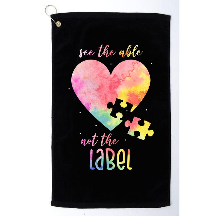 See The Able Not The Label Colorful Autism Puzzle Heart Golf Towel