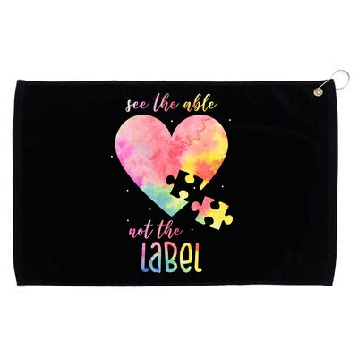 See The Able Not The Label Colorful Autism Puzzle Heart Grommeted Golf Towel