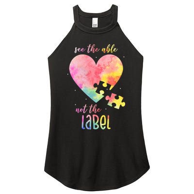 See The Able Not The Label Colorful Autism Puzzle Heart Women's Perfect Tri Rocker Tank