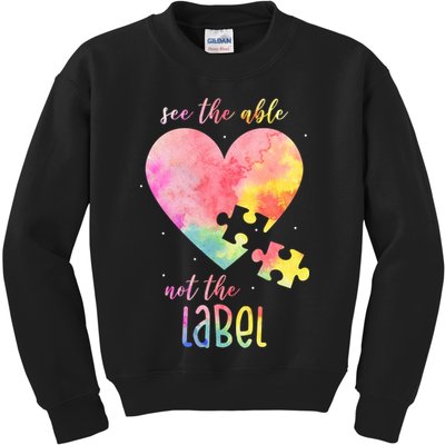 See The Able Not The Label Colorful Autism Puzzle Heart Kids Sweatshirt