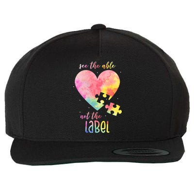 See The Able Not The Label Colorful Autism Puzzle Heart Wool Snapback Cap