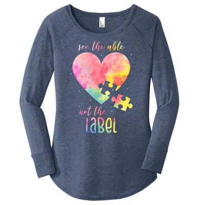 See The Able Not The Label Colorful Autism Puzzle Heart Women's Perfect Tri Tunic Long Sleeve Shirt