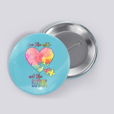 See The Able Not The Label Colorful Autism Puzzle Heart Button