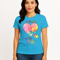 See The Able Not The Label Colorful Autism Puzzle Heart Womens T-Shirt