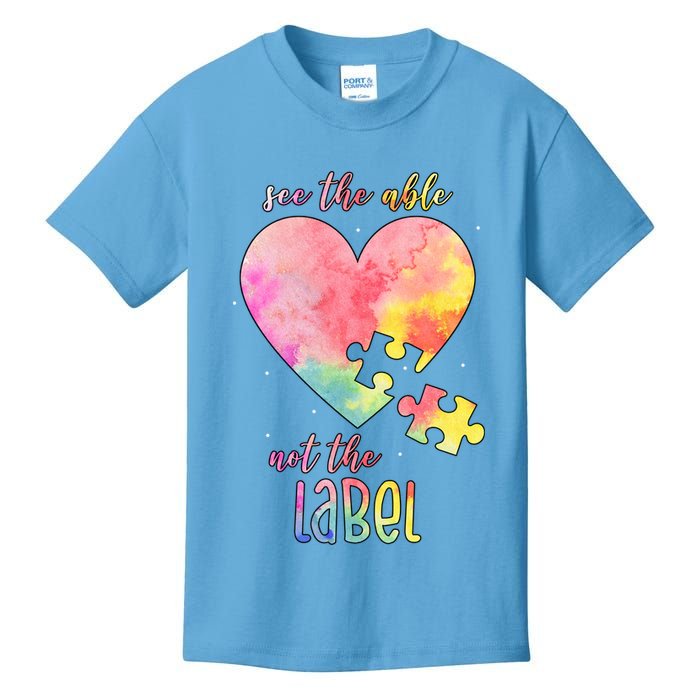 See The Able Not The Label Colorful Autism Puzzle Heart Kids T-Shirt