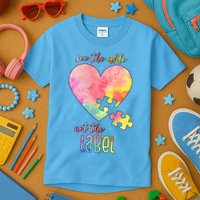 See The Able Not The Label Colorful Autism Puzzle Heart Kids T-Shirt