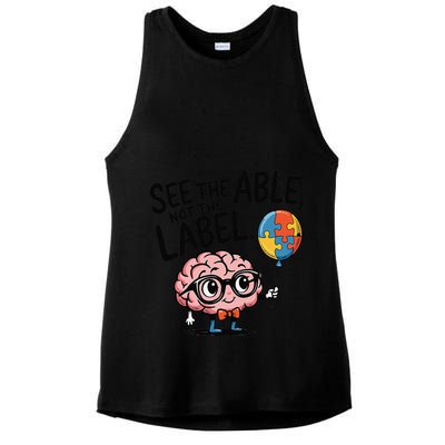 See The Able Not The Label Cute Science Nerd Proud Autism Ladies PosiCharge Tri-Blend Wicking Tank