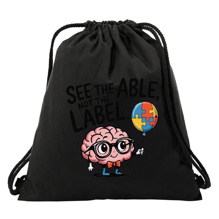 See The Able Not The Label Cute Science Nerd Proud Autism Drawstring Bag