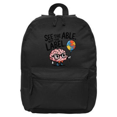 See The Able Not The Label Cute Science Nerd Proud Autism 16 in Basic Backpack