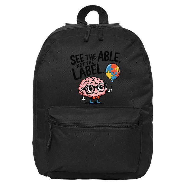 See The Able Not The Label Cute Science Nerd Proud Autism 16 in Basic Backpack