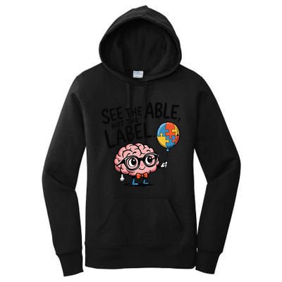 See The Able Not The Label Cute Science Nerd Proud Autism Women's Pullover Hoodie