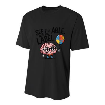 See The Able Not The Label Cute Science Nerd Proud Autism Youth Performance Sprint T-Shirt