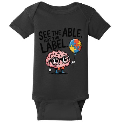 See The Able Not The Label Cute Science Nerd Proud Autism Baby Bodysuit