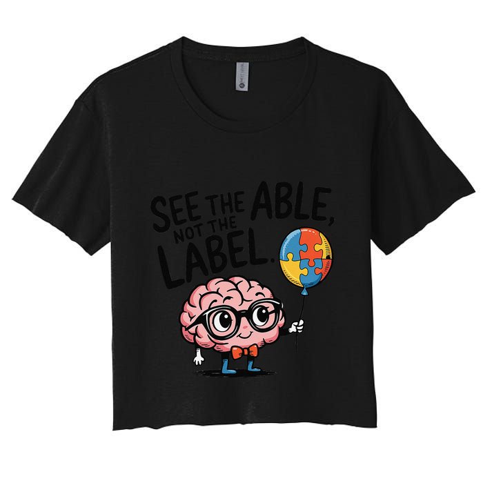 See The Able Not The Label Cute Science Nerd Proud Autism Crop Top